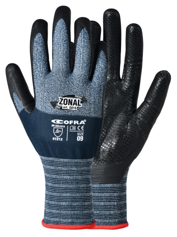 Guanto Cofra Zonal Nitrile Fodera Nylon Colore Nero