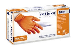 Guanto Nitrile Floccato TG L Arancio Scatolo 50 Pezzi