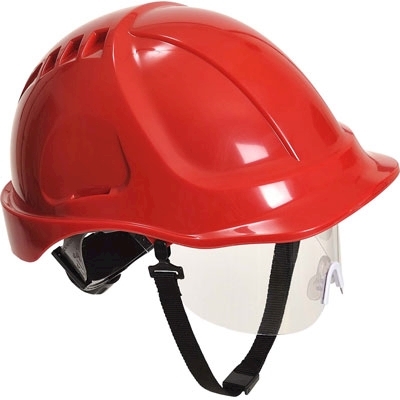 Elmetto ABS Portwest PW 54 Rosso con Sottogola E Visiera