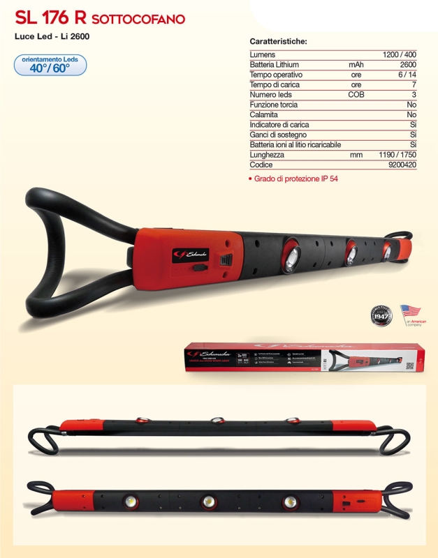 Lampada Sottocofano Schumacher SL 176R Batteria 1200/400 LUM