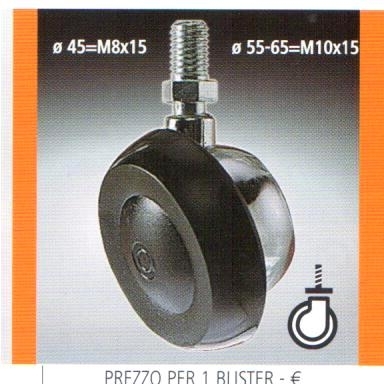 RUOTA GIREVOLE PERNO FILETTATO CROMATA D.55