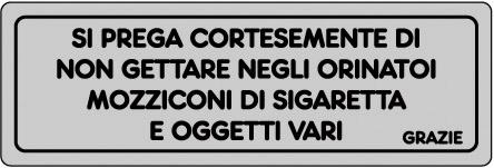 Adesivo CM 15X5 SI Prega NON Gettare Mozziconi........