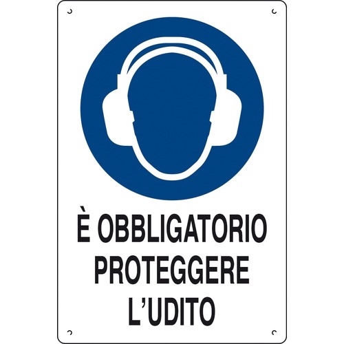 Cartello in Polionda CM.60X40 'Obblig. Proteggere L'Udito)
