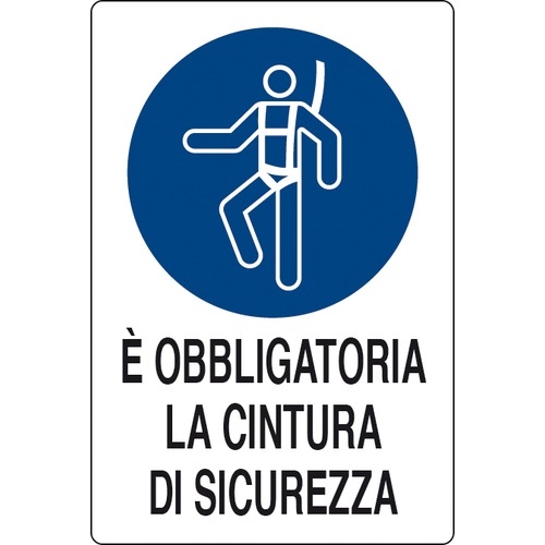 Cartello Alluminio CM 30X20 Obbligo Cintura di Sicurezza