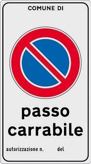 Cartello Alluminio CM 60X40 Passo Carrabile