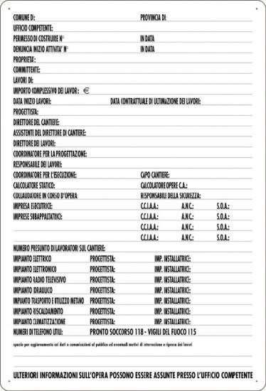 Cartello PVC CM 80X60 Concessione Edilizia Polionda