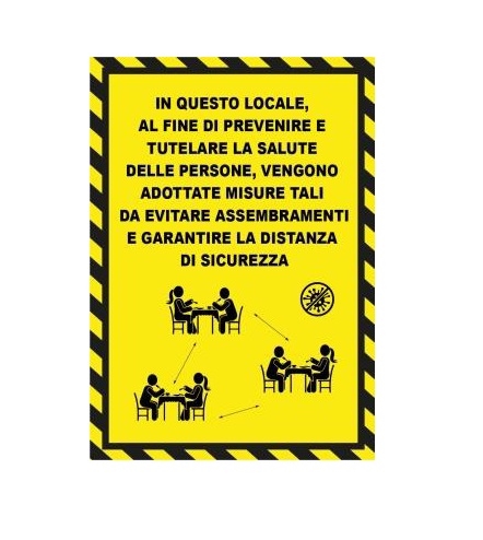 Cartello Adesivo CM 15X30 Misure Antiassembramento-