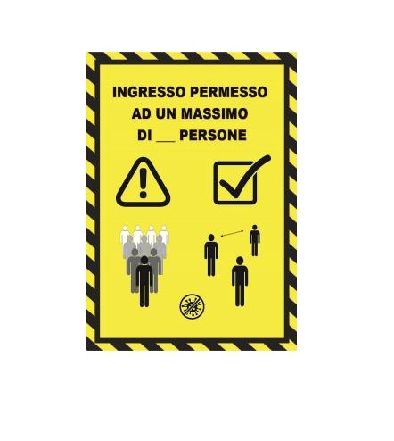Cartello Adesivo CM 15X30 Ingresso Massimo di Persone-