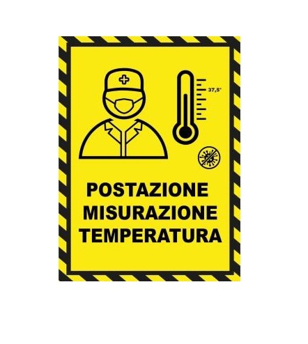 Cartello Adesivo CM 15X30 Postazione Misurazione Temperat.