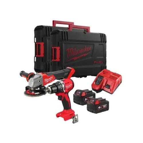 KIT 18V Milw. Fuel Trapano + Smerigliatrice +1 Batt 5AH+1 4A