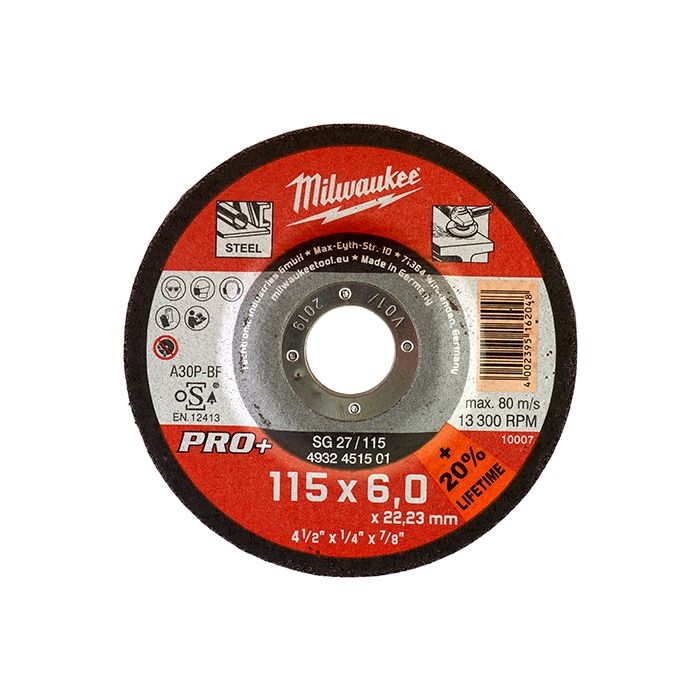 Disco Milwaukee da Sbavo SG27P PRO+ 115X6